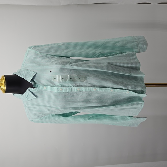 Tommy Hilfiger Button Front Pin Striped Long-Sleeve Mint Green Size Large - Picture 3 of 12